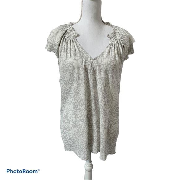 A New Day Short Flutter Sleeve Animal Print Top XL - Picture 2 of 12